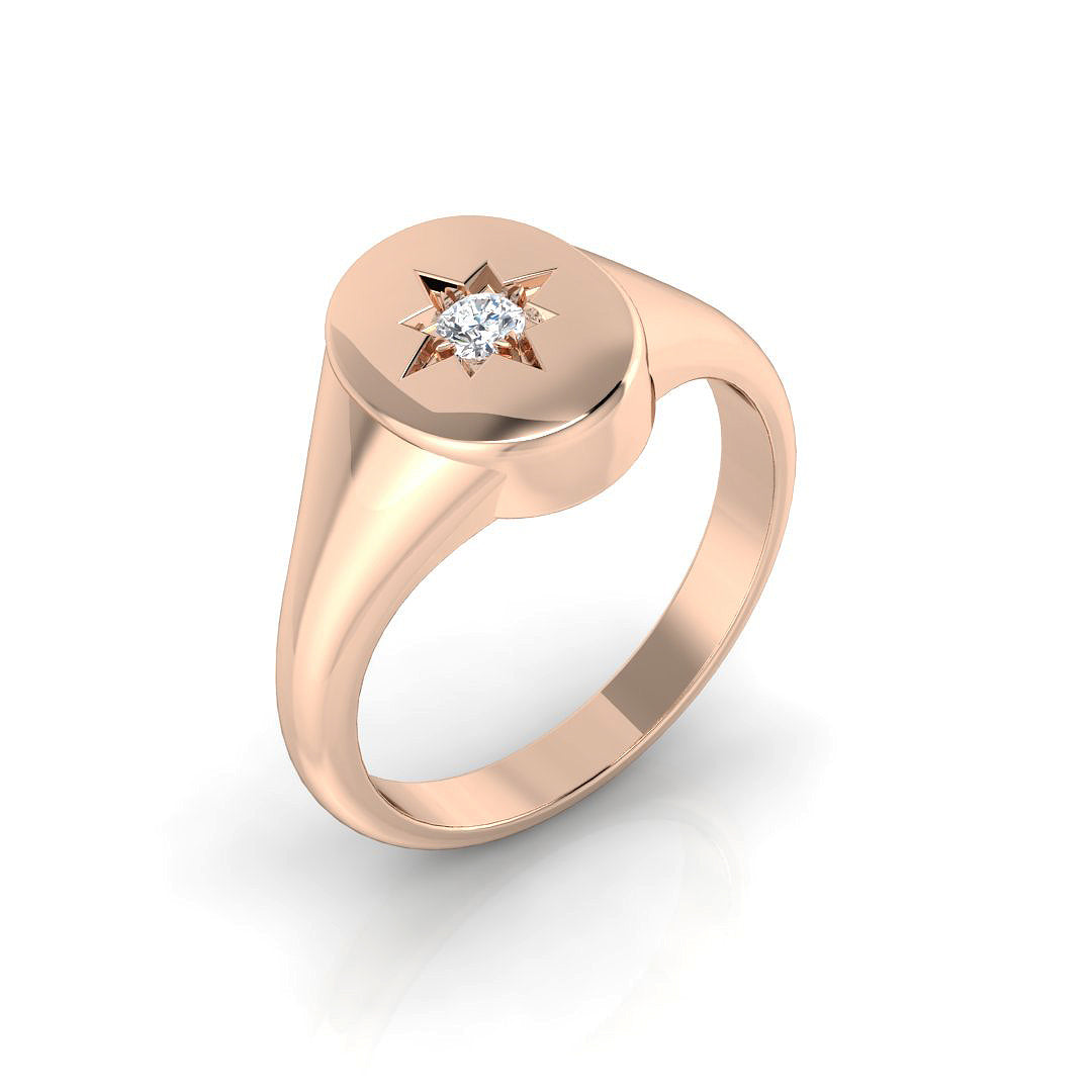 Diamond Dumbarton Signet Ring | 0.1ct | Hallmarked Gold & Platinum