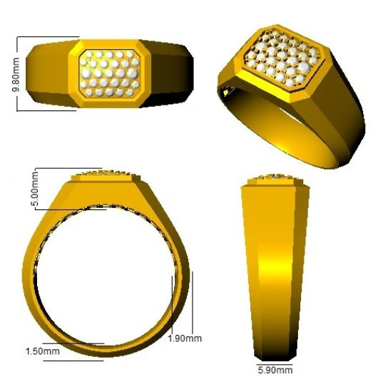 Bague de mariée avec diamants poire, baguette et ronds.