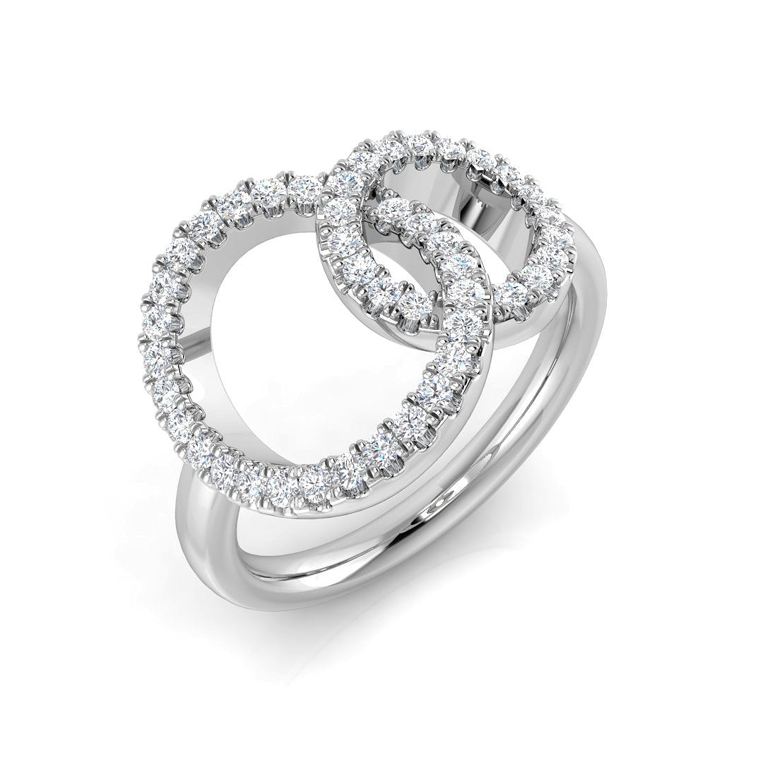 Double Circle Round Diamond Ring 0.33ct | Pavé Design | 0.33ct