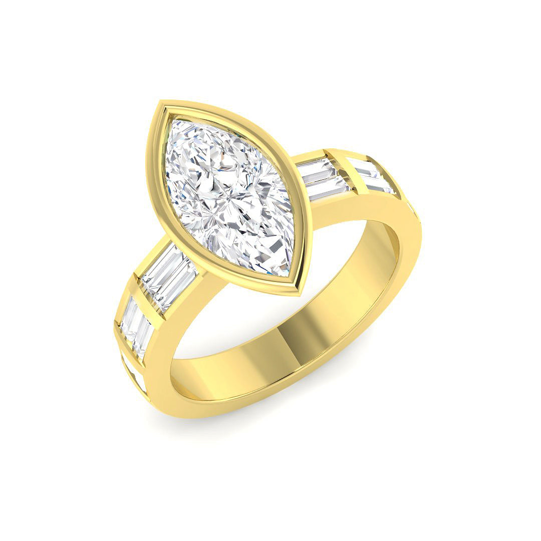 Marquise Diamond Ring, Bezel Set Engagement Ring