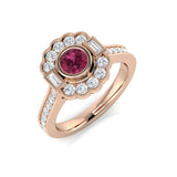 Diamond Derby Pink Tourmaline Ring | 1ct | Hallmarked Gold & Platinum