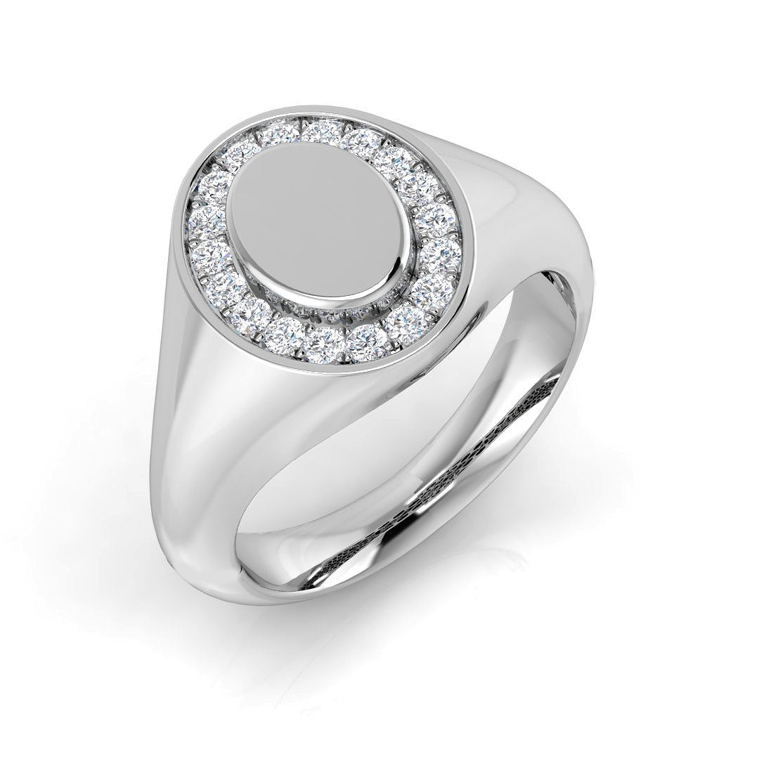 Lab-Grown Diamond Signet Ring | 0.2ct | Hallmarked Gold & Platinum