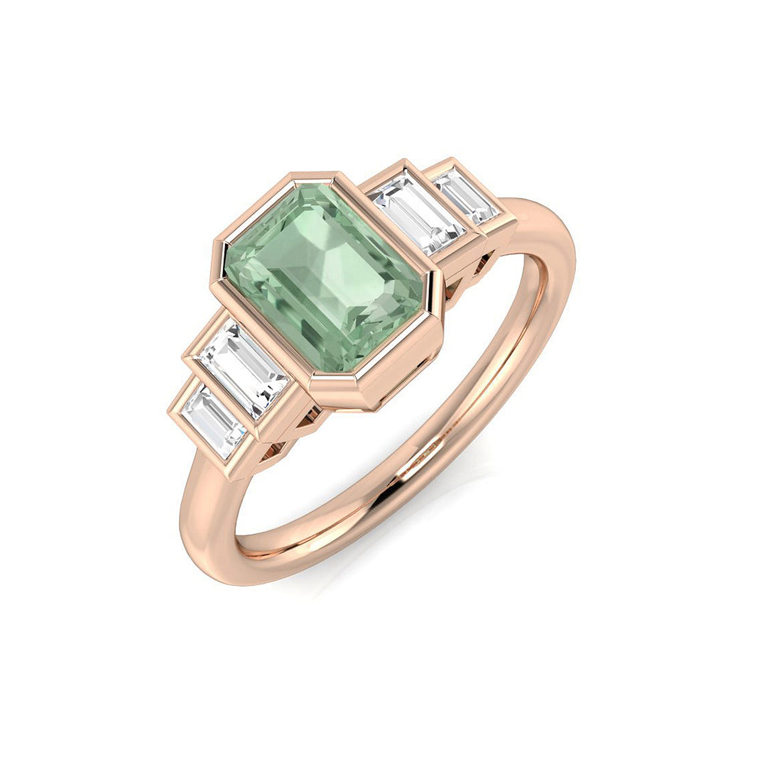 Green Amethyst Gemstone Ring for Women