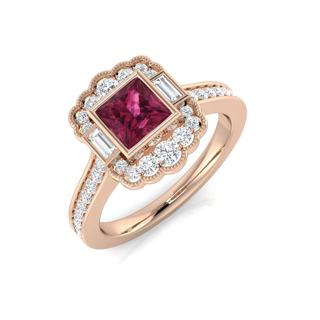 Pink Tourmaline Diamond Ring