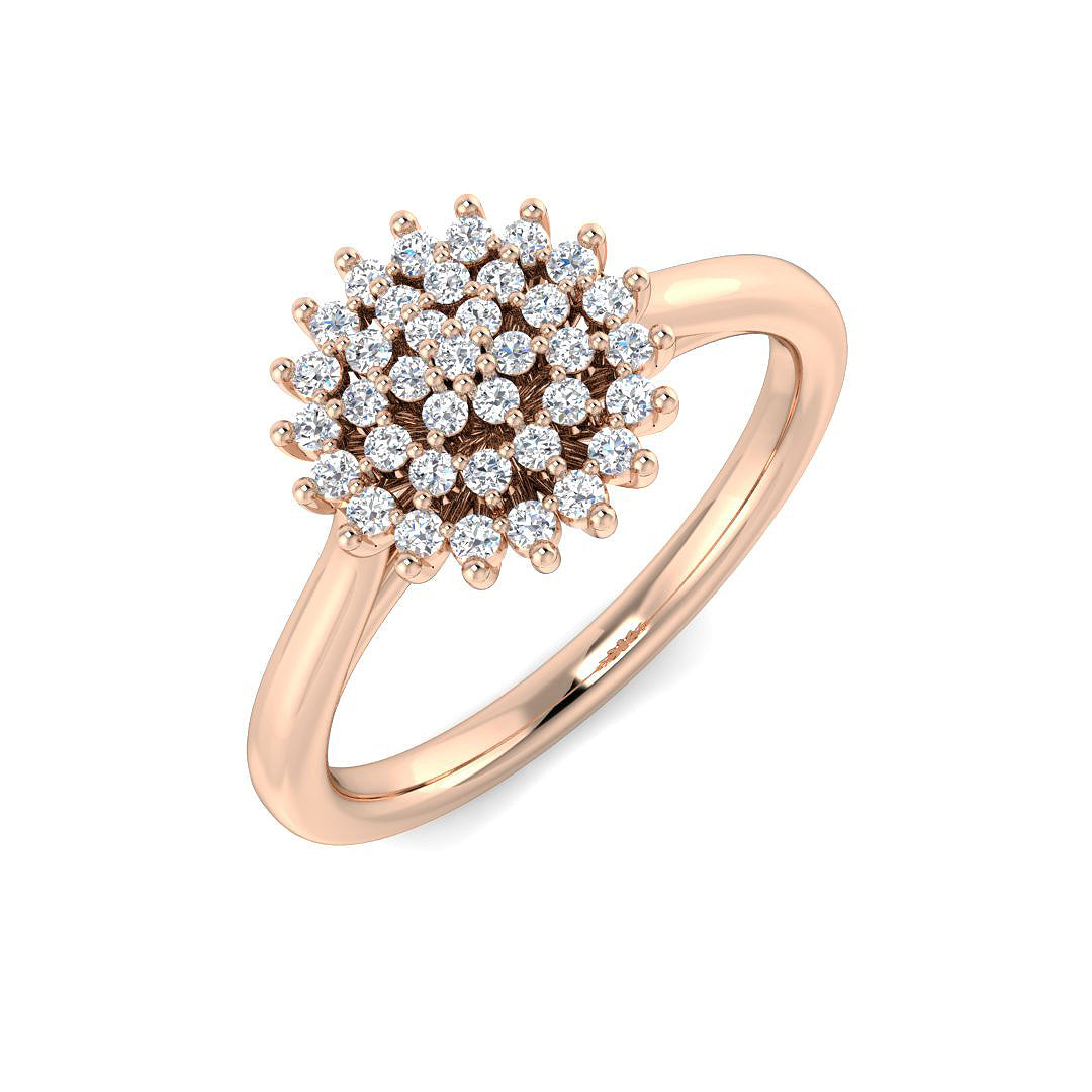 Round Diamond Floral Cluster Ring 0.20ct | Flower Design | UK Hallmarked