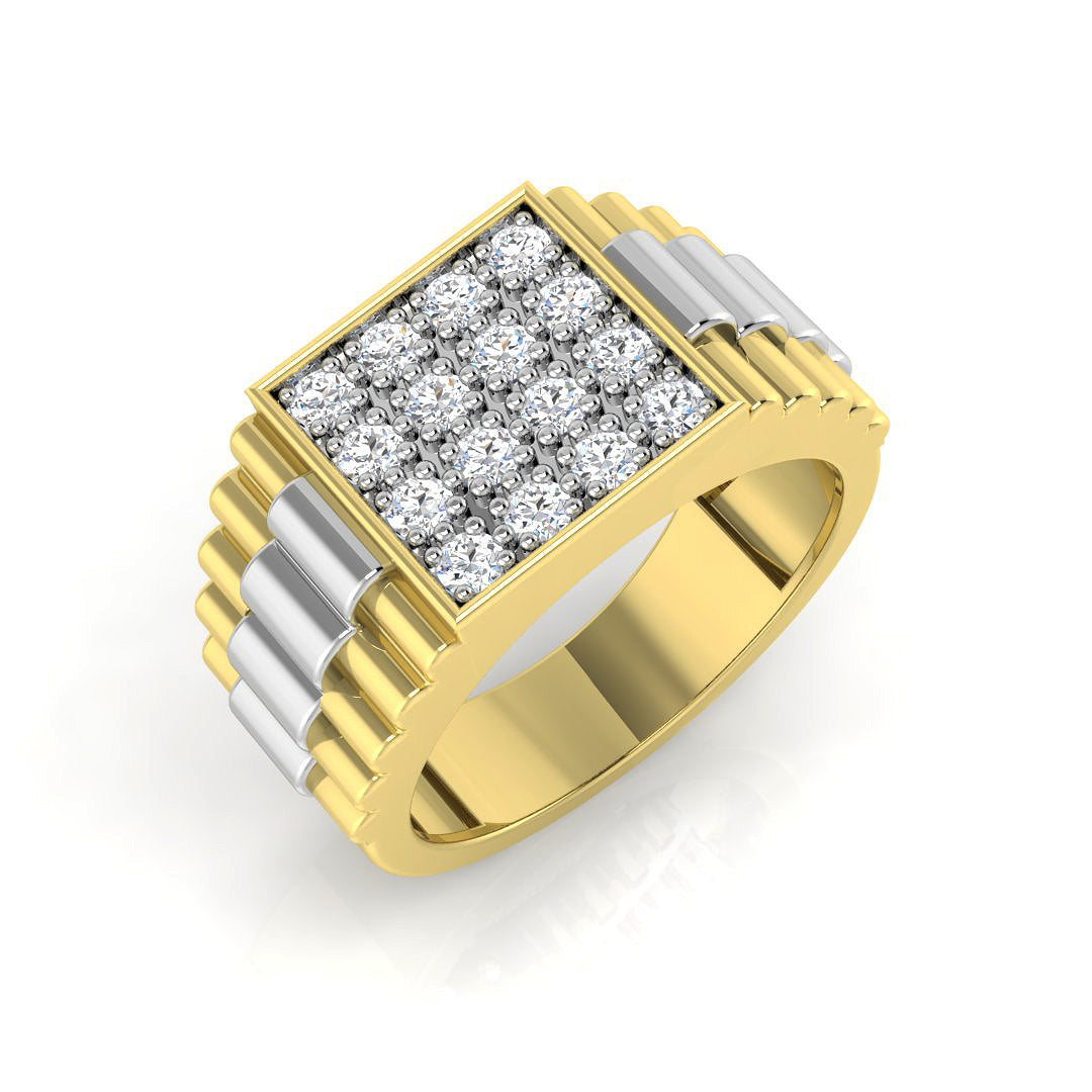 Men’s Square Cluster Diamond Ring | Bold Signet Design | 0.25ct - 0.5ct