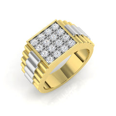 0.60Carat D-E/VS Lab Grown Diamond Signet Engagement Ring 9k Yellow Gold Ready To Ship
