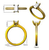 Emerald Cut Diamond Solitaire Engagement Ring with Pavé Band | Natural & Lab Grown