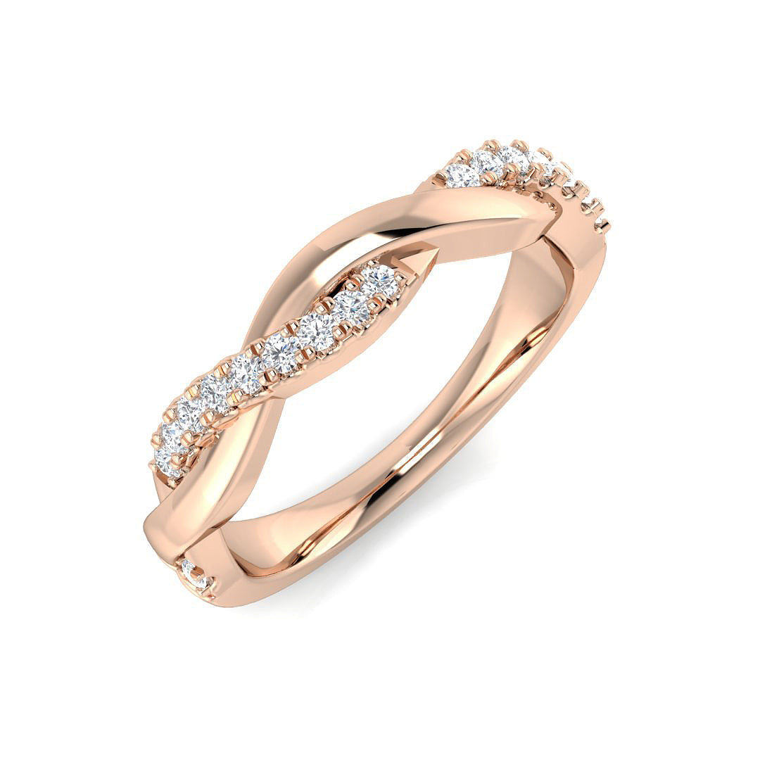 Lab-Grown Twist Diamond Pavé Ring | 0.15ct | Crossover Band Gold & Platinum UK