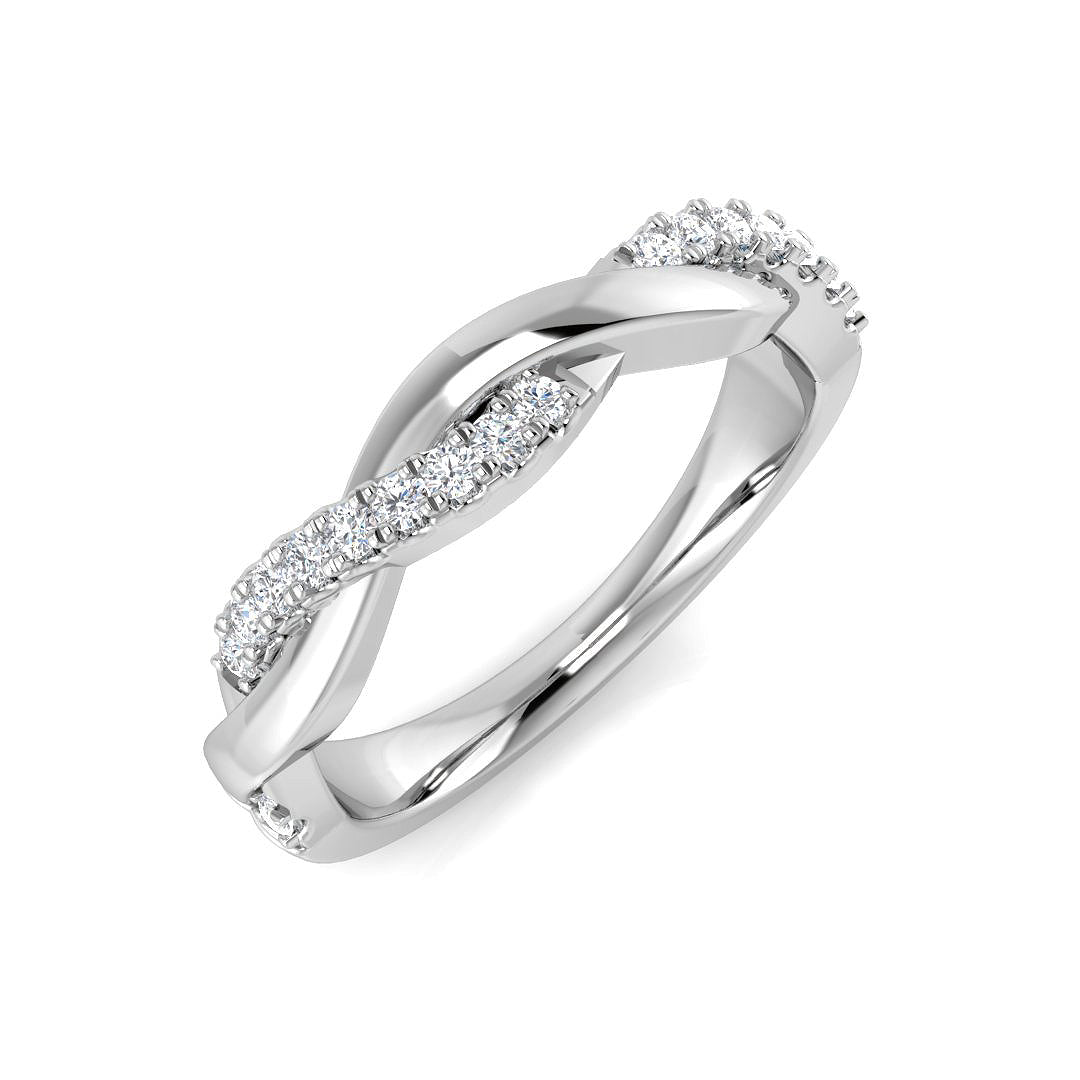 Lab-Grown Twist Diamond Pavé Ring | 0.15ct | Crossover Band Gold & Platinum UK