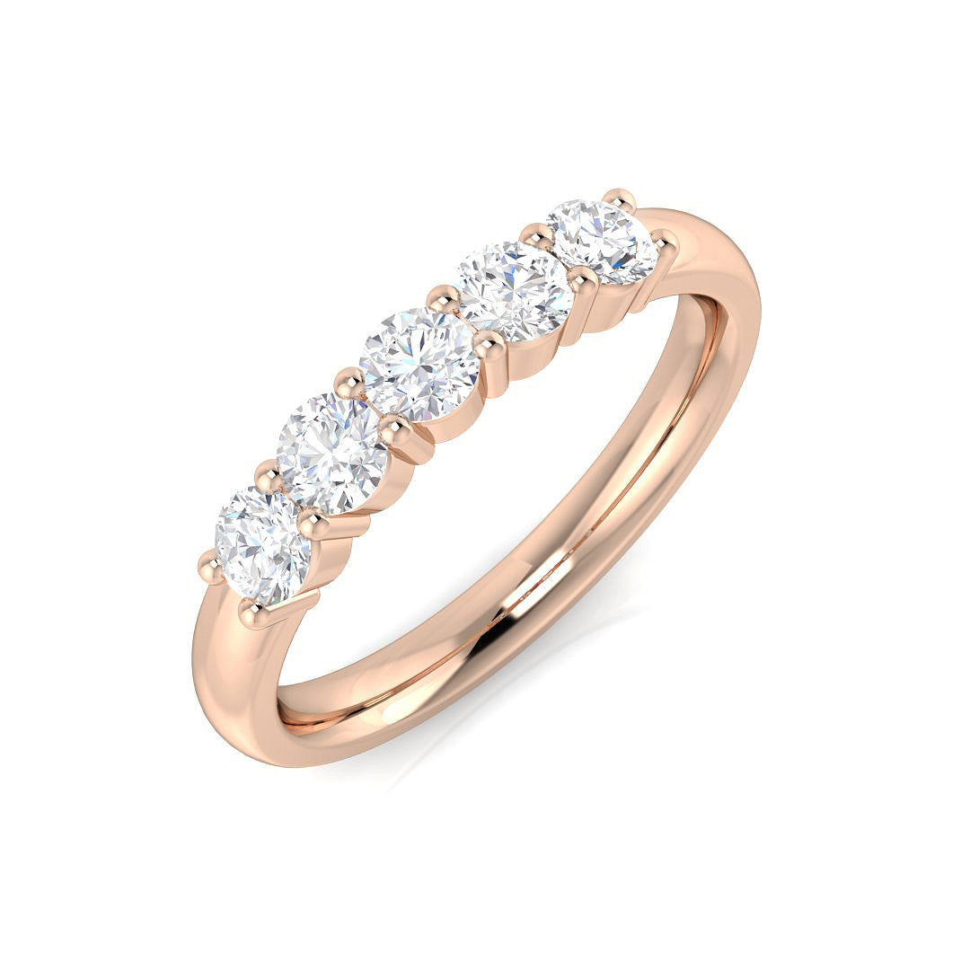 5-Stone Ring Lab Grown Diamond 0.56ct D/VVS Round Cut
