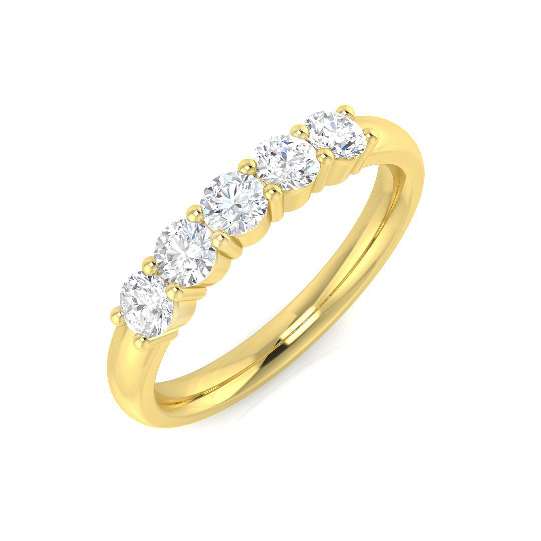 5-Stone Ring Lab Grown Diamond 0.56ct D/VVS Round Cut