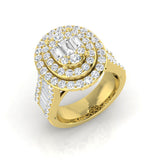 Diamond Halo Ring | 2.5ct | Baguette & Round Cut | Lab & Natural Diamonds