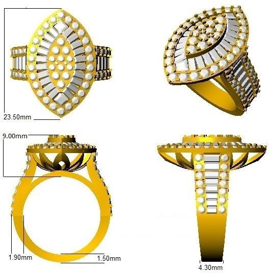 Lab-Grown Diamond Baguette & Round Brilliant Ring | 3ct