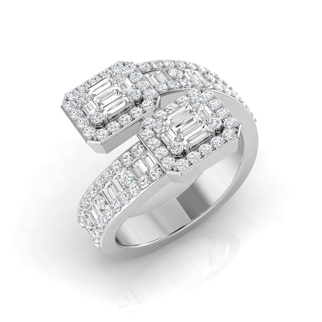 Baguette Crossover Diamond Half Eternity Ring