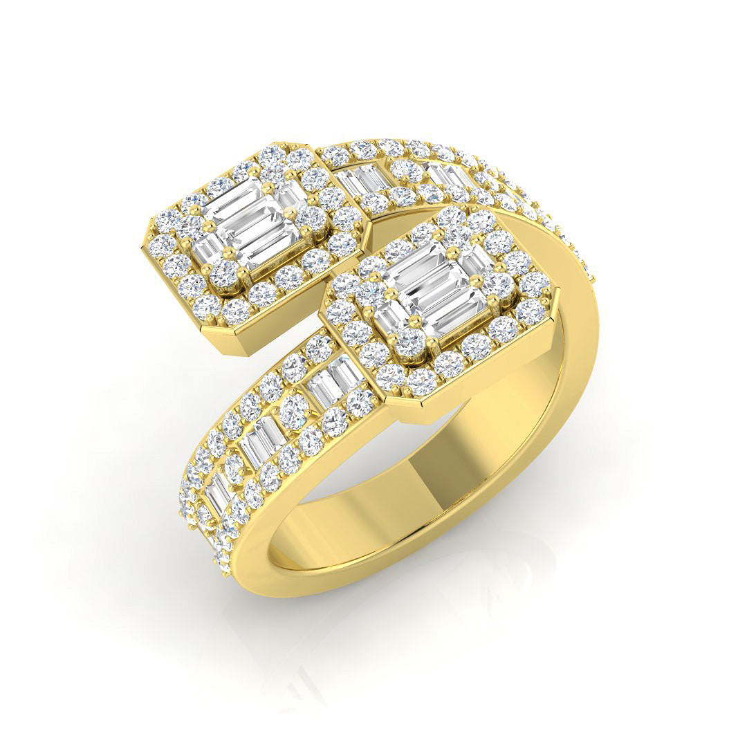 Lab-Grown Baguette & Round Brilliant Ring | 1.25 Ct | Hallmarked Gold & Platinum