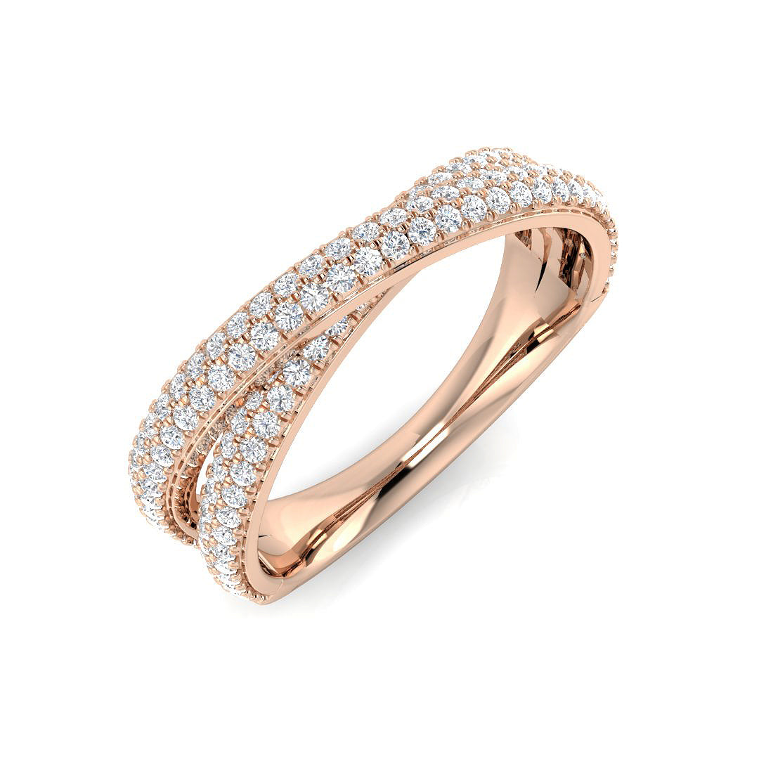 Diamond Pavé Crossover Band Ring 0.33–0.5ct | UK Hallmarked
