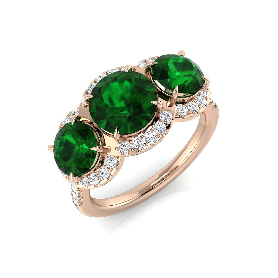 Diamond Crewe Colour Halo 3 Stone Ring | 3.5ct