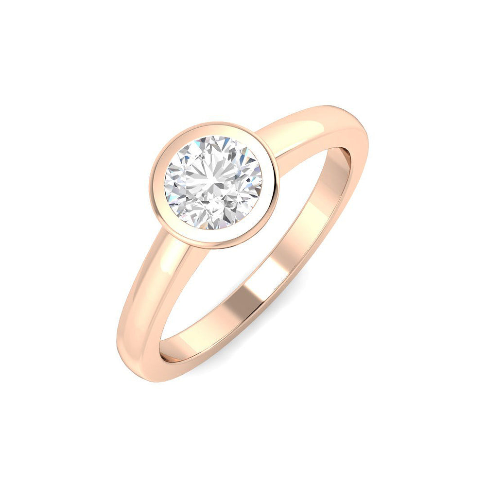 Solitaire Diamond Ring, Bezel Set Diamond Ring