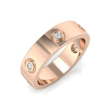 0.10Ct Yellow Gold Screw Motif Diamond Ring – Classic Wide Statement Band