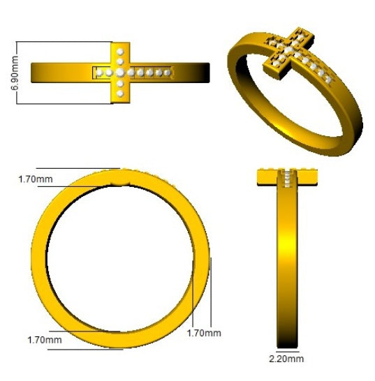 Diamond Cross Ring | 0.1 Carat | Lab-Grown & Natural Diamonds