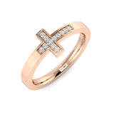 0.05 Carat Round Shaped Micro Pave Setting Cross Diamond Ring