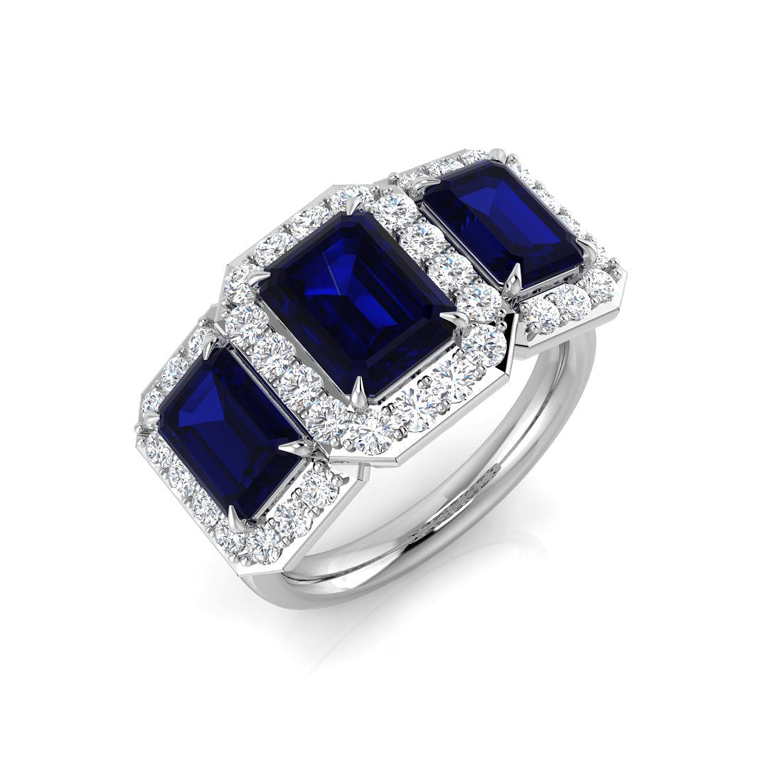 Blue Sapphire Halo Ring