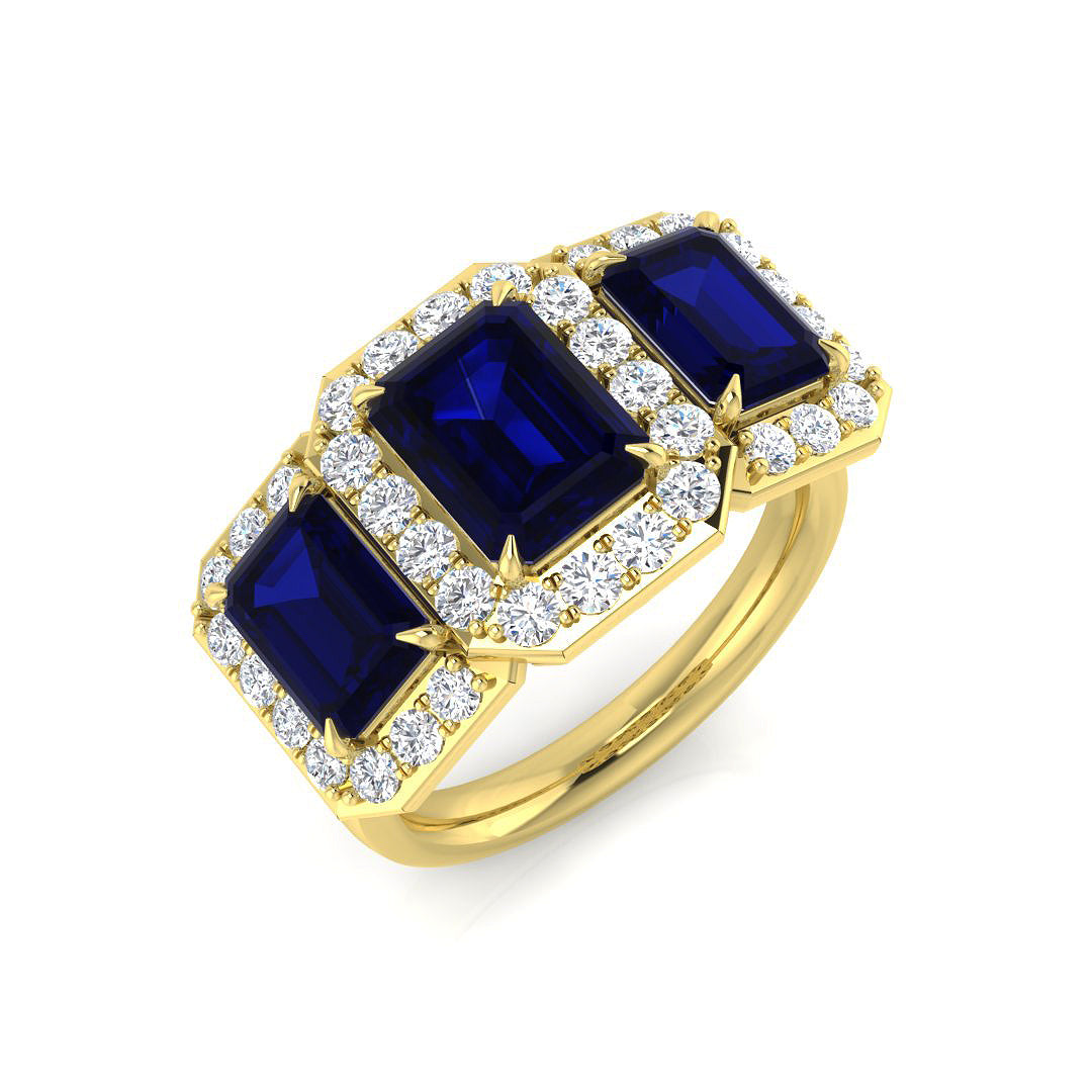 Sapphire Diamond Halo Ring