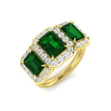 Green Emerald Halo Engagement Ring