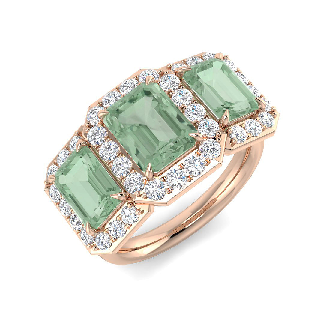 Green Amethyst Gemstone Ring