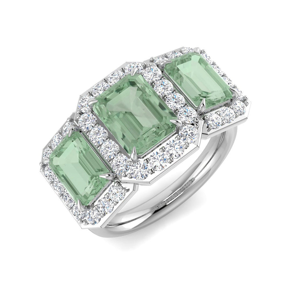 Green Amethyst Halo Ring