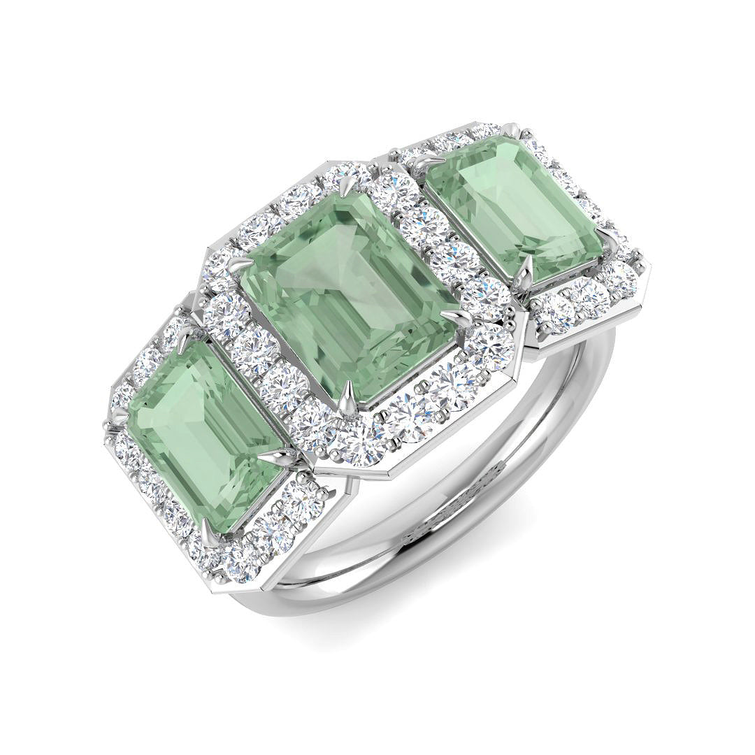 Green Amethyst Halo Ring