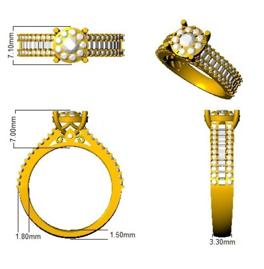 Baguette & Round Brilliant Cluster Ring | 0.75ct - 3ct | Gold & Platinum