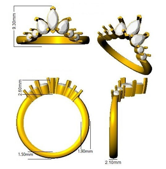 FineDiam pear and round diamond band