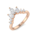 Marquise, Pear & Round Diamond Wishbone Ring in Hallmarked Gold & Platinum