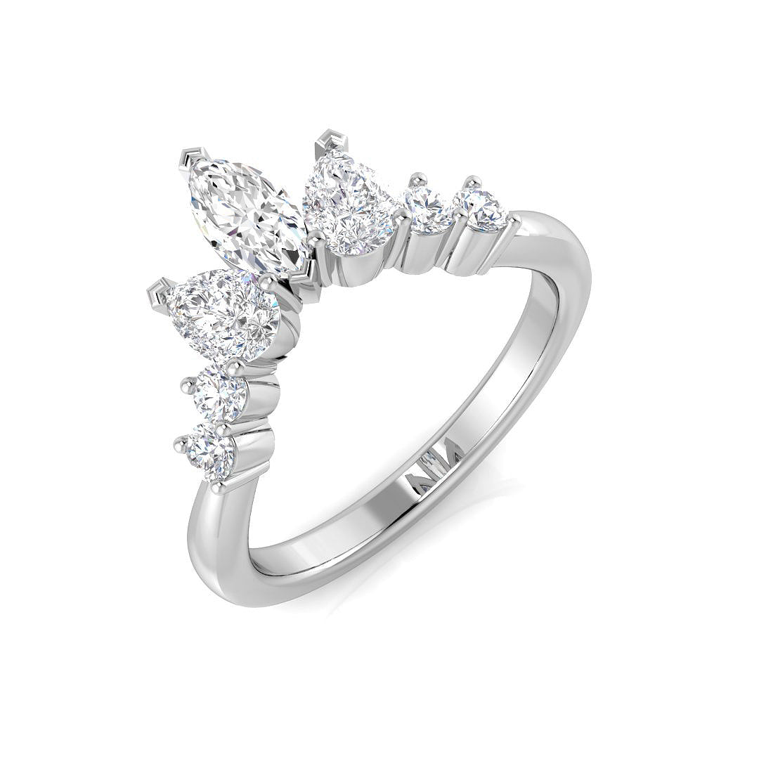 Marquise, Pear & Round Diamond Wishbone Ring in Hallmarked Gold & Platinum