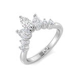 Marquise, Pear & Round Diamond Wishbone Ring in Hallmarked Gold & Platinum
