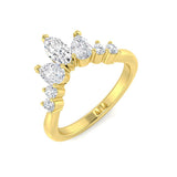 Marquise, Pear & Round Diamond Wishbone Ring in Hallmarked Gold & Platinum