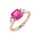 Three Stone Pink Sapphire Ring