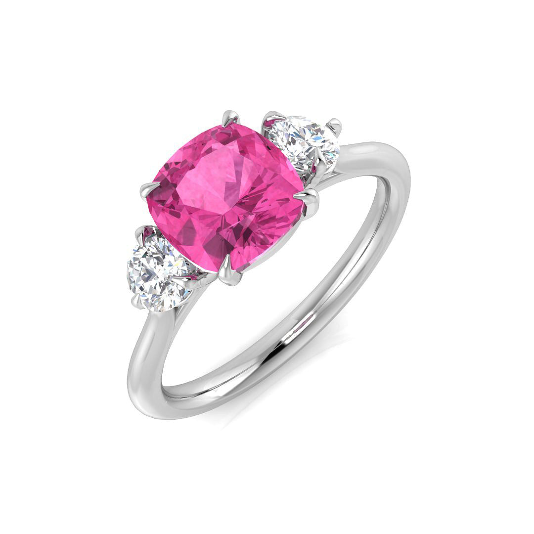 Cushion Cut Pink Sapphire Ring