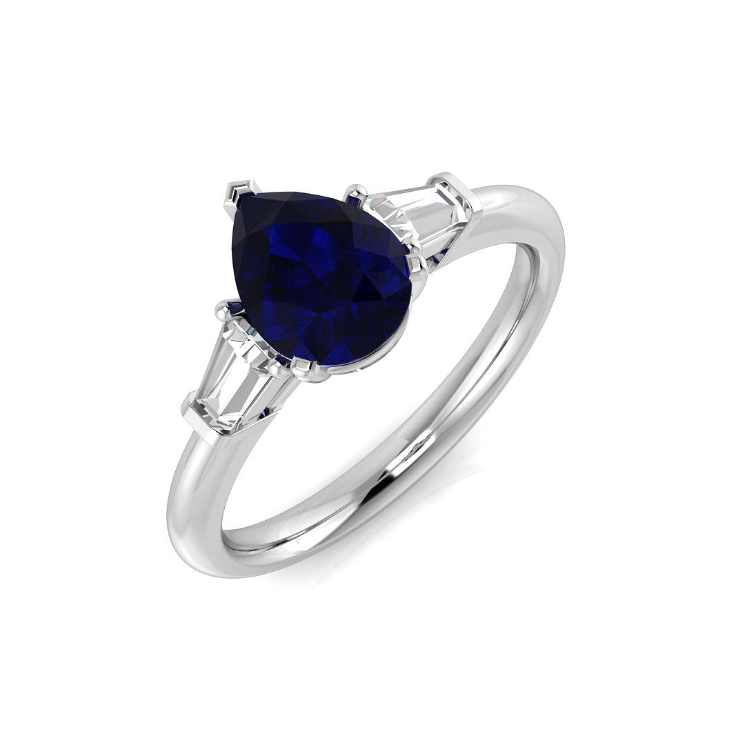 Diamond Kebbas Blue Sapphire Ring | 1.5ct | Hallmarked Gold & Platinum