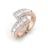 Baguette & Round Diamond Cross-Over Ring | 1 Carat | Lab-Grown & Natural Diamonds