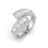 Baguette & Round Diamond Cross-Over Ring | 1 Carat | Lab-Grown & Natural Diamonds