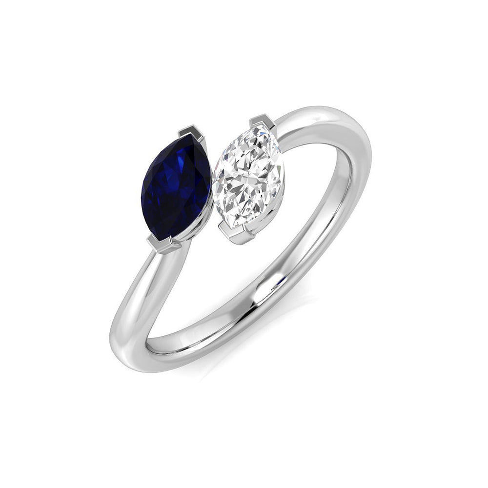 Marquise two stone sapphire ring with diamond