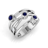 Blue Sapphire Bubble Ring with Round Diamonds | Multi Stone Ring | UK Hallmarked