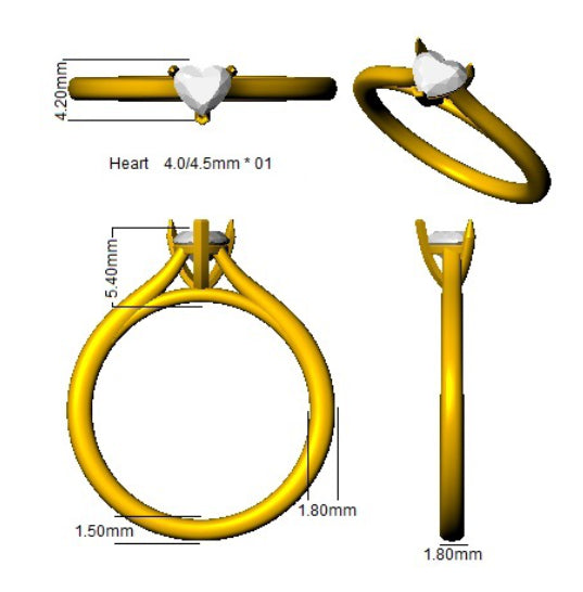 Heart Shape Diamond Solitaire Engagement Ring in Gold | Natural & Lab Grown