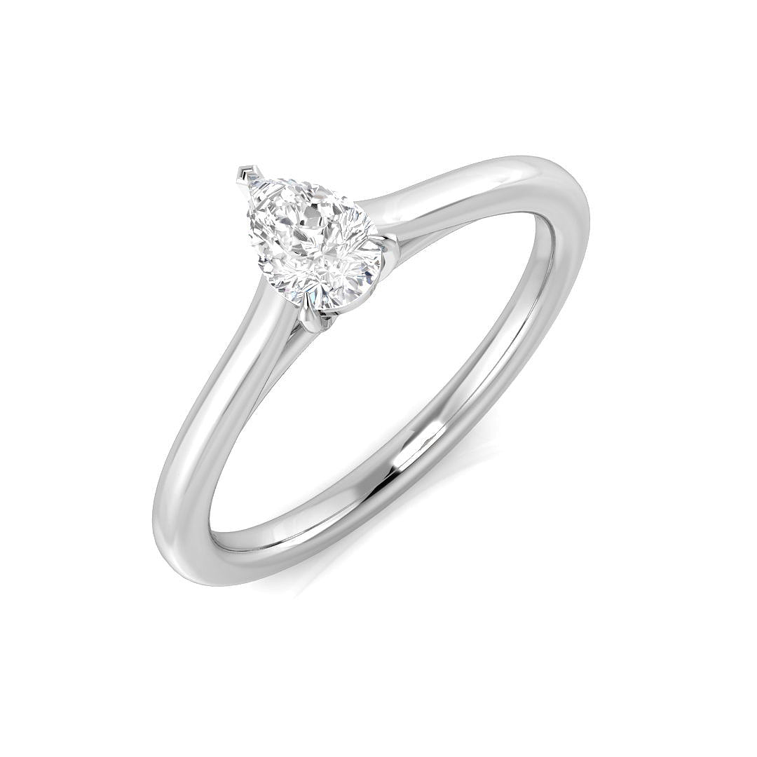 Pear Shape Diamond Solitaire Ring 0.30ct | UK Hallmarked Gold & Platinum