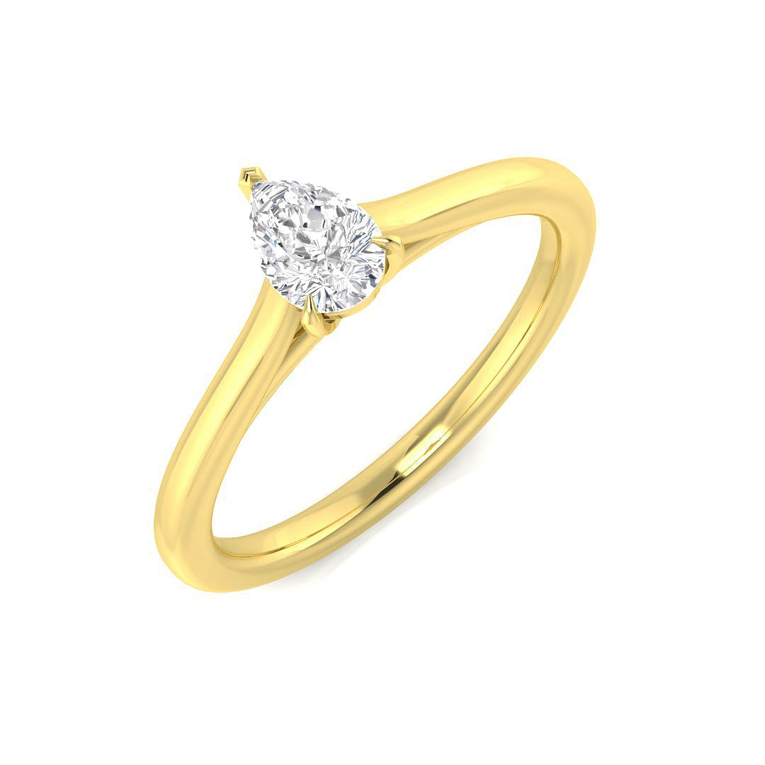 Pear Shape Diamond Solitaire Ring 0.30ct | UK Hallmarked Gold & Platinum