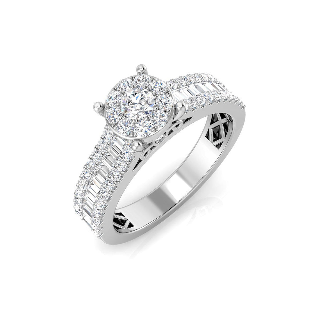 Baguette & Round Brilliant Cluster Ring | 0.75ct - 3ct | Gold & Platinum