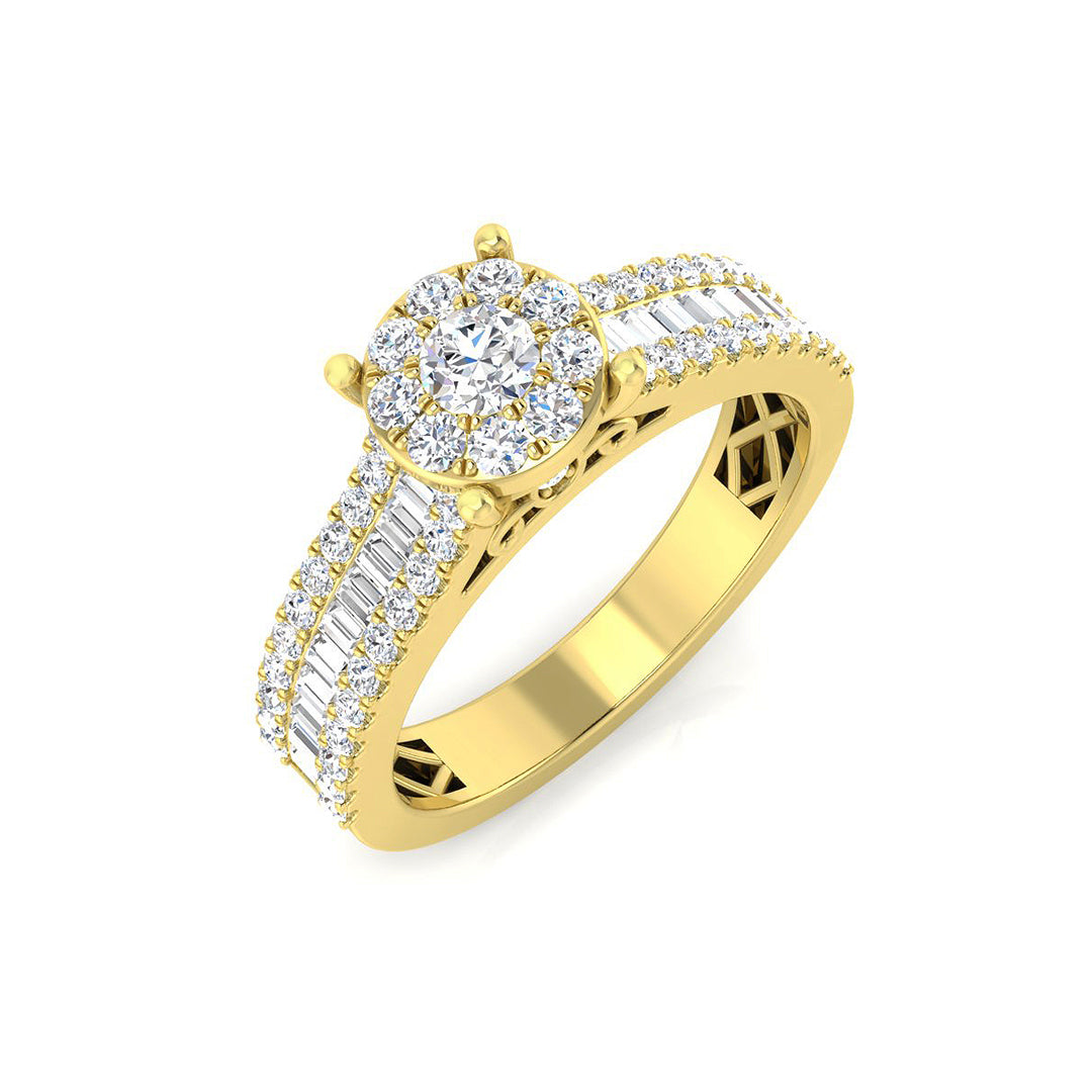 Baguette & Round Brilliant Cluster Ring | 0.75ct - 3ct | Gold & Platinum